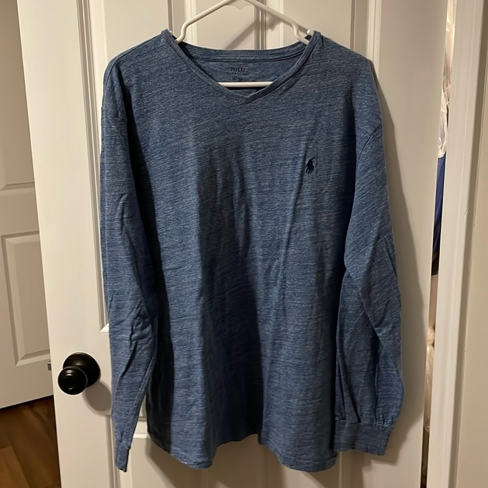 Men’s v neck long sleeved Polo shirt, XL
